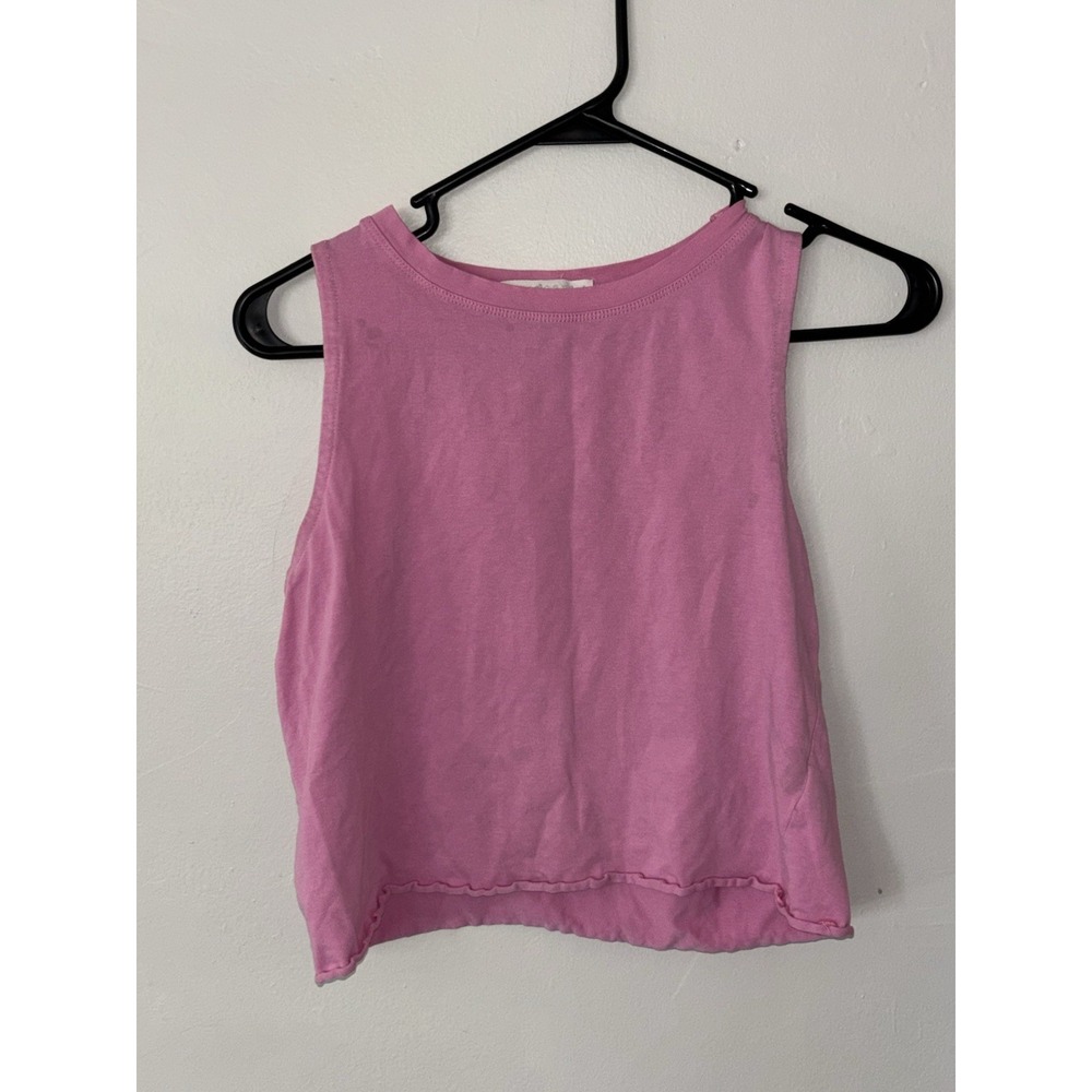 Basic Plain Pink Cropped Tank Top Women's Size Large  Cotton Blend Eye Candy